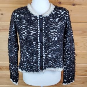 Napa‎ Girls Wool Alpaca Mohair Blend Black & White Cardigan Sweater SZ S